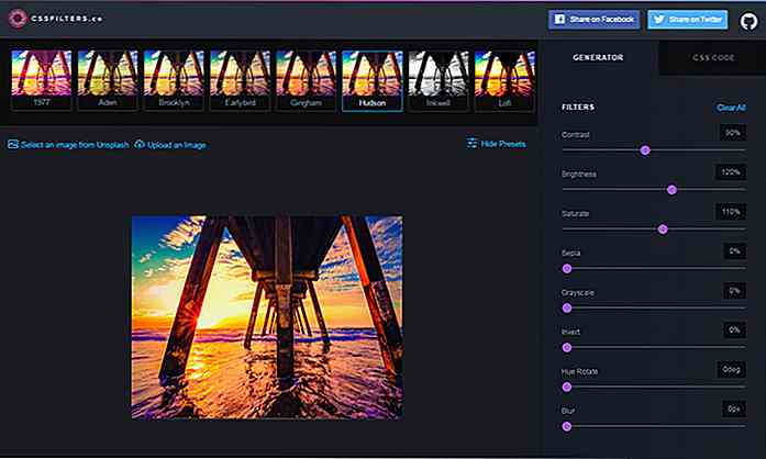 Gratis CSS-codegenerator voor Instagram-stijlfilters