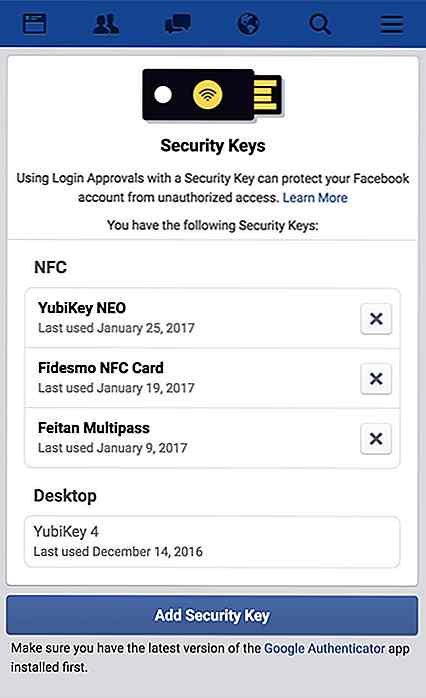 È ora possibile proteggere il tuo account Facebook con le chiavi di sicurezza