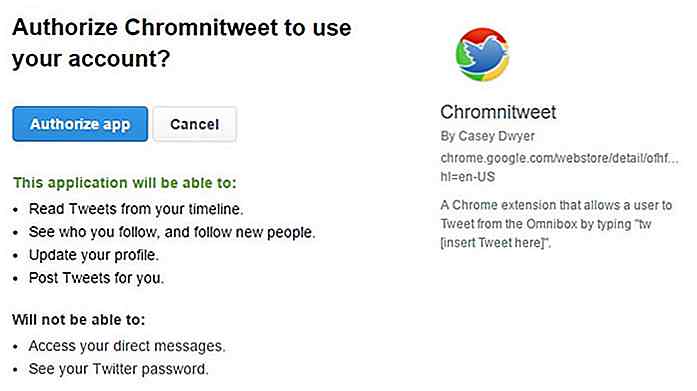 Tweet rechtstreeks vanuit de Chrome-adresbalk met Chromnitweet
