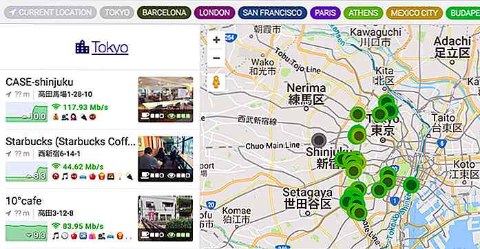 Deze site toont alle nabijgelegen cafés met WiFi-hotspots