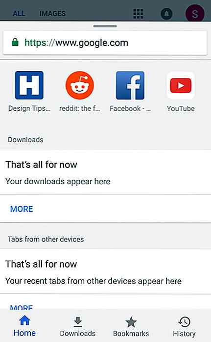 Chrome Home Verschiebt Tabs und Verknüpfungen zum unteren Bildschirmrand