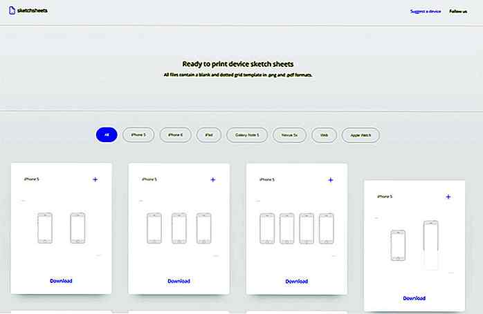 Print Web & mobiele UI-sjablonen met schetsbladen