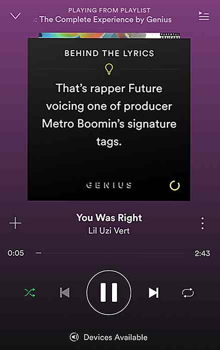 Spotify for Android har nå bak Lyrics Integration