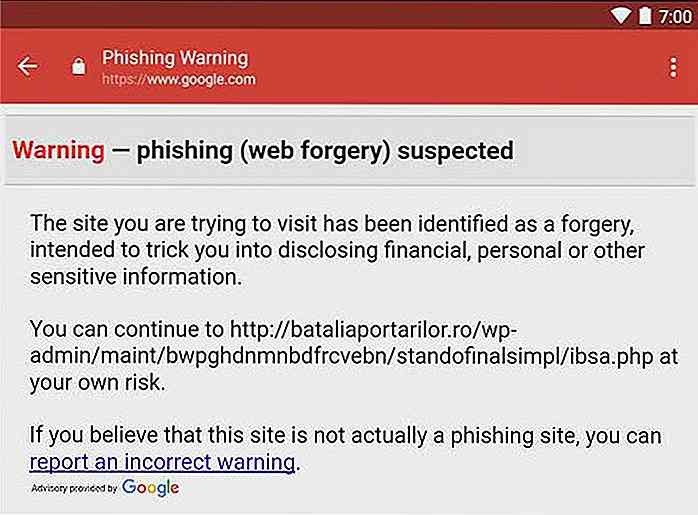 Gmail per Android per ottenere il controllo anti-phishing