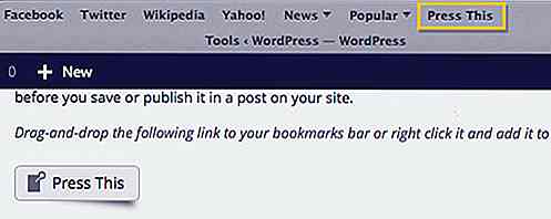 Reblog il contenuto da altri siti usando "Press This" Bookmarklet