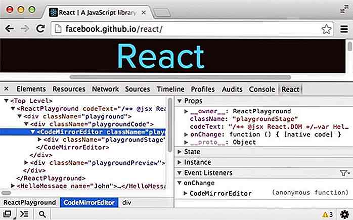 Ajouter React.js Explorer à Chrome avec les outils de développement React