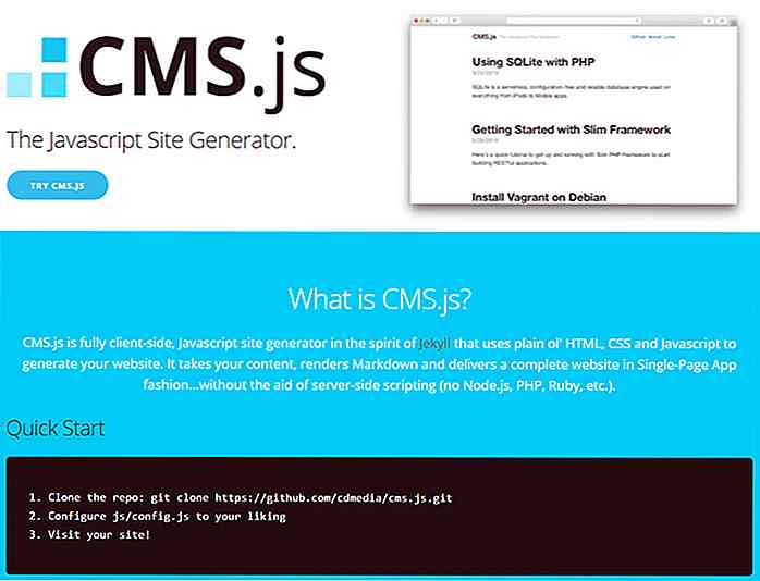 CMS.js - Il più recente generatore di siti JavaScript gratuito