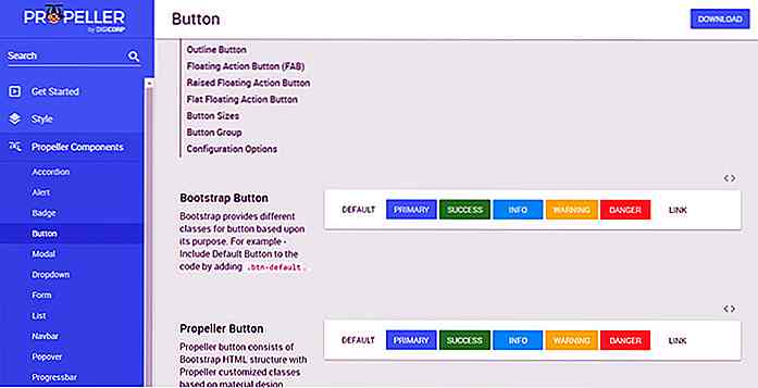 Propeller Framework combina Bootstrap y Google Material Design