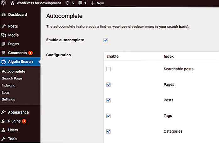 Voeg Autosuggest Search Bar toe in WordPress met Search by Algolia