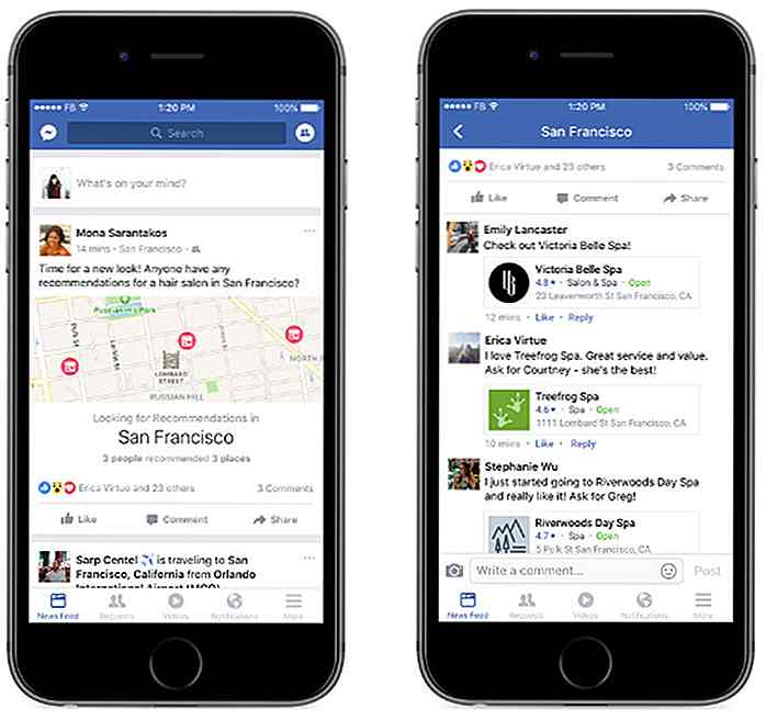 Mejores recomendaciones, eventos e interacciones comerciales en Facebook