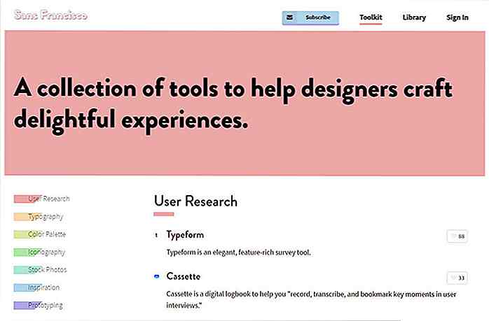 Holen Sie sich eine große Sammlung von Design-Tools auf "Sans Francisco"