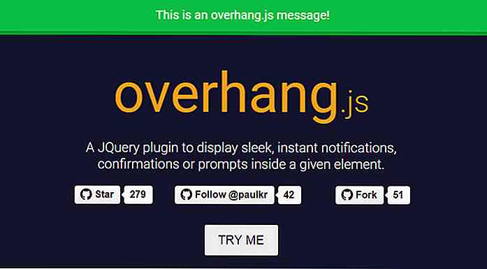 Overhang.js - Un plugin jQuery pour les messages de notification Dropdown