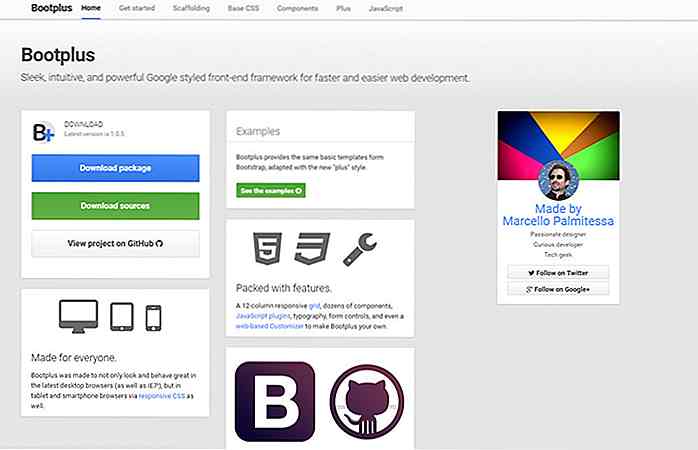 Erstellen Sie Google-gestylte Bootstrap-Layouts mit dem Bootplus Framework