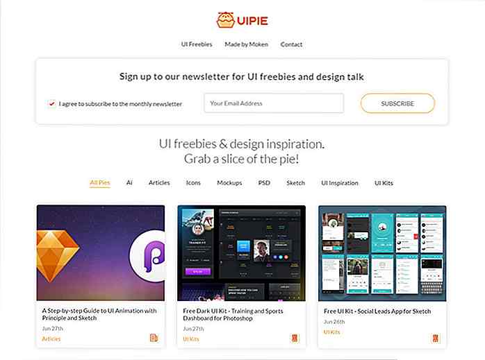 UIpie ist eine heiße neue Quelle für Design Inspiration & Freebies
