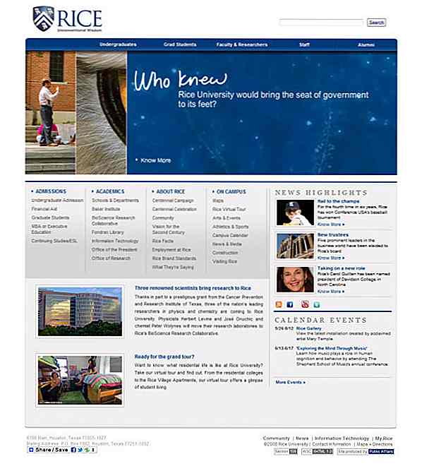 Schaufenster der schönen Universität Webseiten